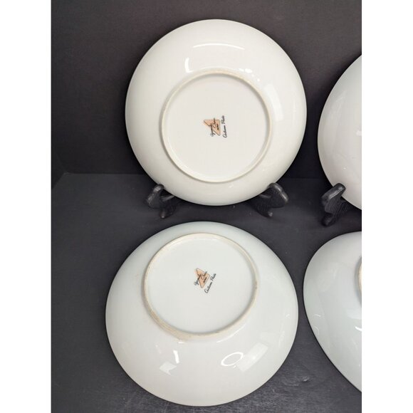 Yamaka China Autumn Pride 7 1/2"  Coupe Soup Bowls 22K Gold Trim Set of 4 - Picture 8 of 11